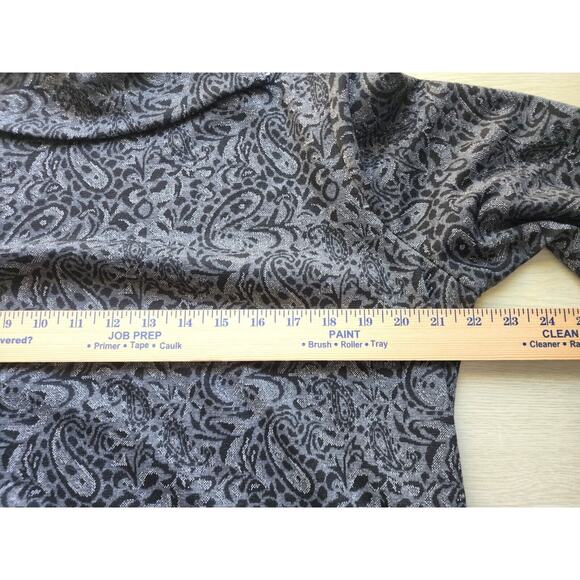 TOP/TUNIC STYLE-CHICO'S-Black Metallic Paisley-Long Length-Chico's Size 3 /LRG - Picture 10 of 15